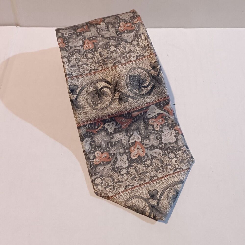 Vintage Etienne Aigner Tapestry Silk Tie-1980s-Pastel-Traditional-Old Money-NEW